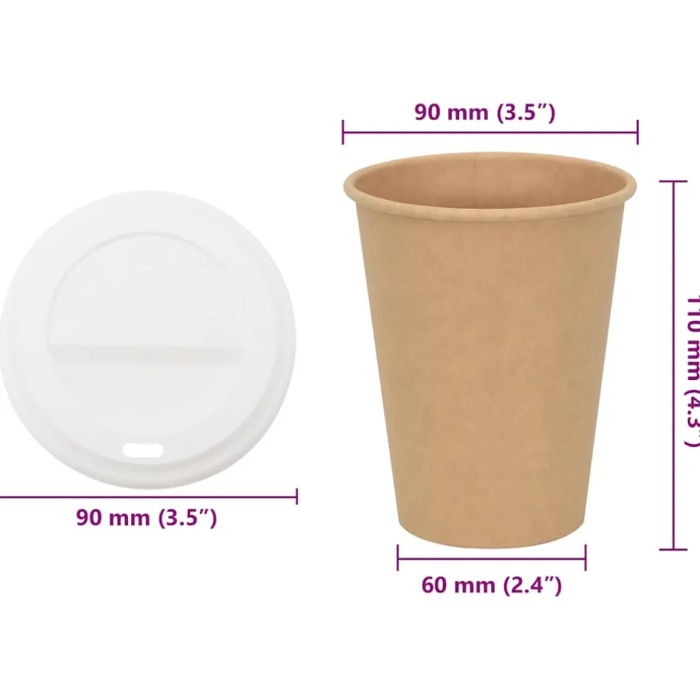 vidaXL Papieren koffiekopjes 1000 st 12oz 300 ml wit