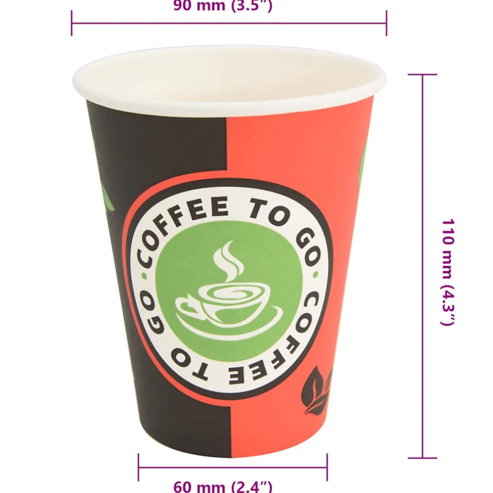 vidaXL Papieren koffiekopjes 1000 st 12oz 300 ml rood en zwart