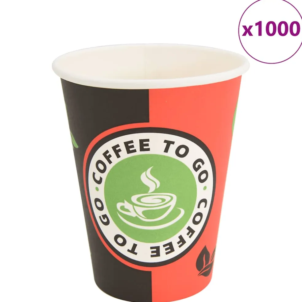 vidaXL Papieren koffiekopjes 1000 st 12oz 300 ml rood en zwart
