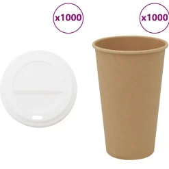 vidaXL Papieren koffiekopjes met deksel 1000 st 12oz 300 ml