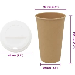 vidaXL Papieren koffiekopjes met deksel 1000 st 12oz 300 ml