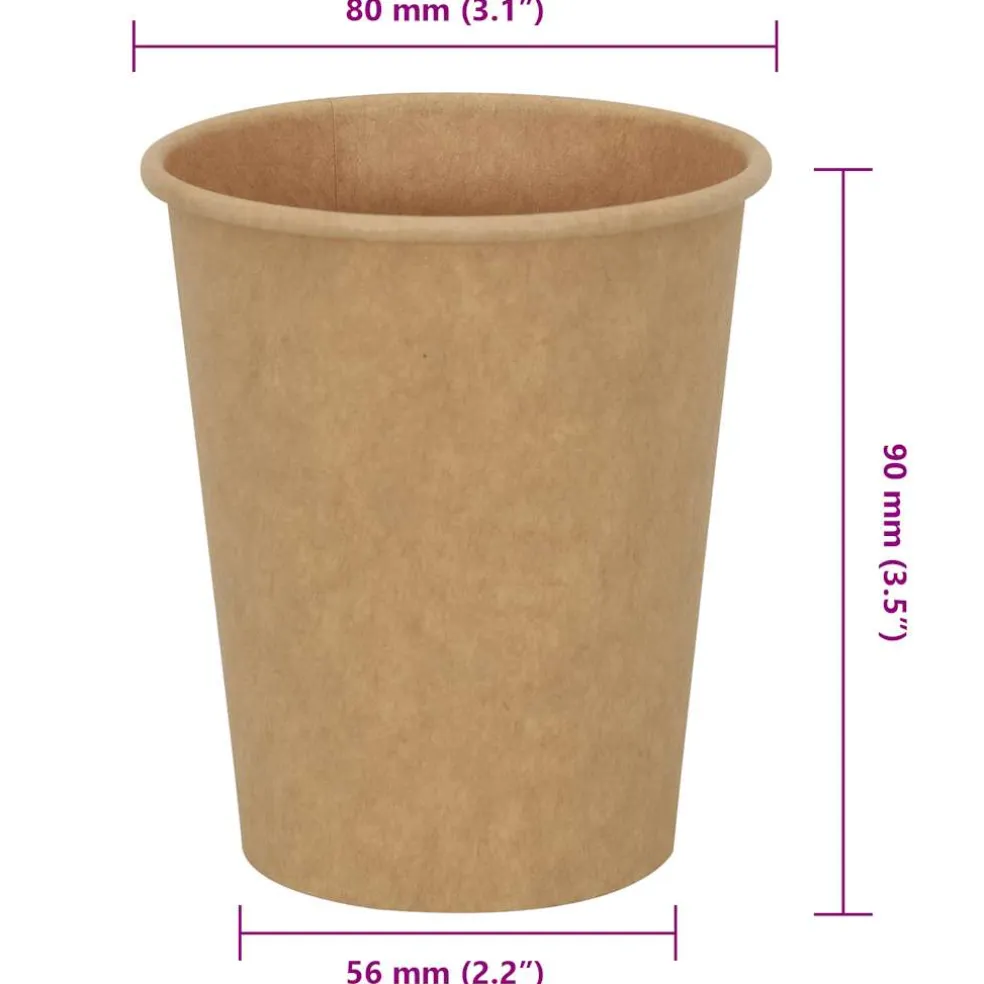 vidaXL Papieren koffiekopjes 1000 st 8oz 200 ml bruin