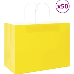 vidaXL Papieren zakken 50 st met hengsels 32x17x25 cm geel