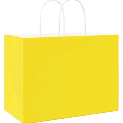 vidaXL Papieren zakken 50 st met hengsels 32x17x25 cm geel