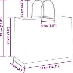 vidaXL Papieren zakken 50 st met hengsels 32x17x25 cm geel