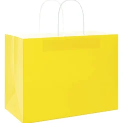 vidaXL Papieren zakken 50 st met hengsels 32x17x25 cm geel