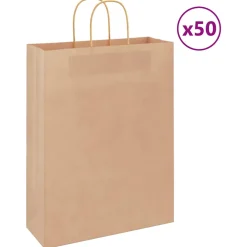 vidaXL Papieren zakken 50 st met hengsels 32x12x42 cm bruin