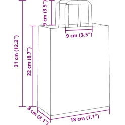vidaXL Papieren zakken 50 st met hengsels 18x8x22 cm bruin
