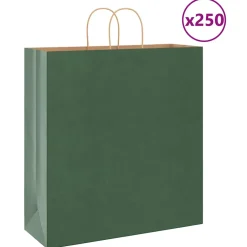 vidaXL Papieren zakken 250 st met hengsels 45x17x48 cm groen