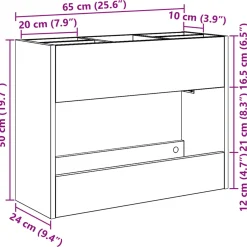 vidaXL Paraplu Standaard Zwart Eiken 65 x 24 x 50 cm Bewerkt hout
