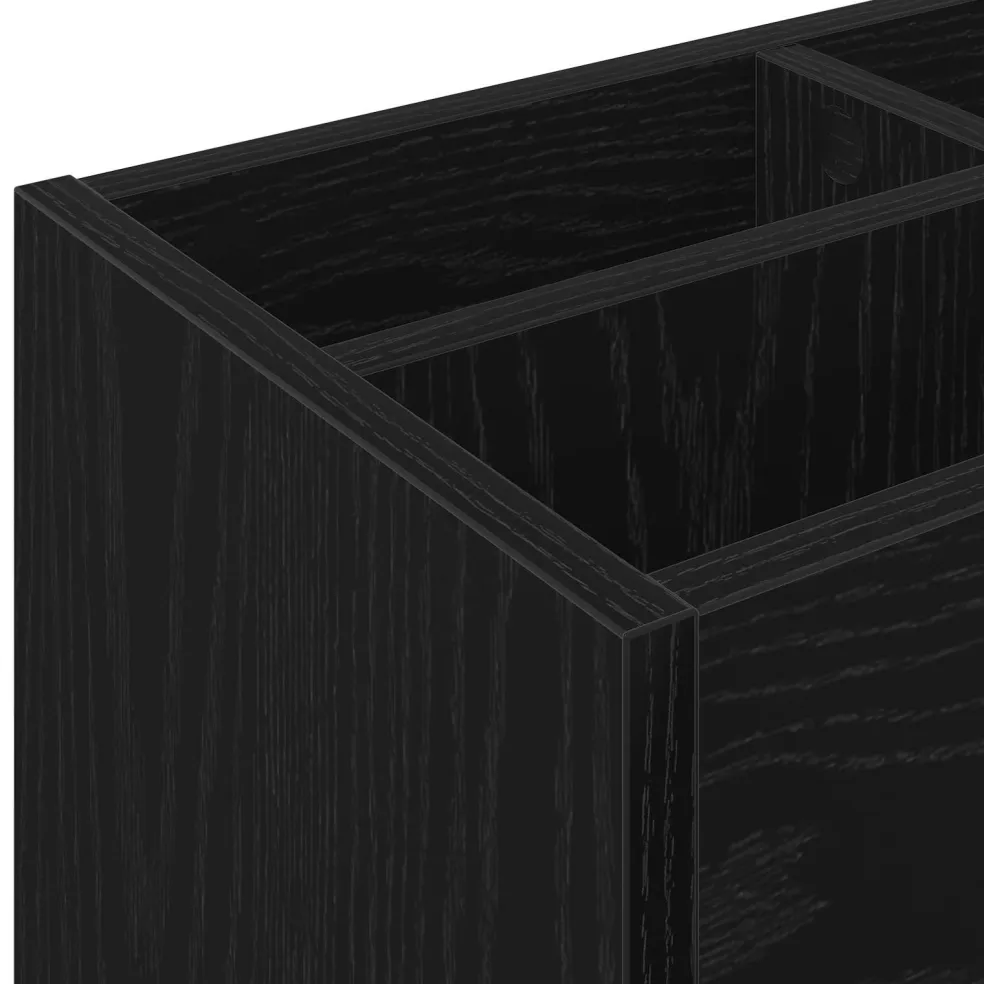 vidaXL Paraplu Standaard Zwart Eiken 65 x 24 x 50 cm Bewerkt hout
