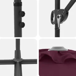 vidaXL Parasol Bordeaux Rood 372 x 198 x 243 cm Polyester en Aluminium