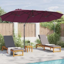 vidaXL Parasol Bordeaux Rood 372 x 198 x 243 cm Polyester en Aluminium