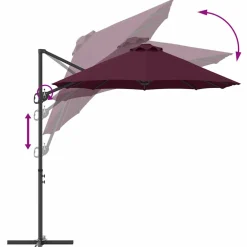 vidaXL Parasol Bordeaux Rood 372 x 198 x 243 cm Polyester en Aluminium