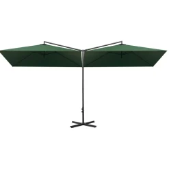 vidaXL Parasol dubbel met stalen paal 600x300 cm groen