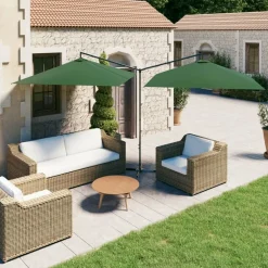 vidaXL Parasol dubbel met stalen paal 600x300 cm groen