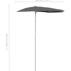 vidaXL Parasol half met paal 180x90 cm antracietkleurig