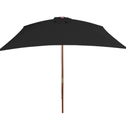 vidaXL Parasol met houten paal 200x300 cm zwart