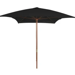 vidaXL Parasol met houten paal 200x300 cm zwart