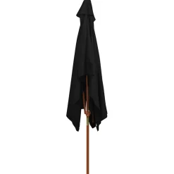 vidaXL Parasol met houten paal 200x300 cm zwart