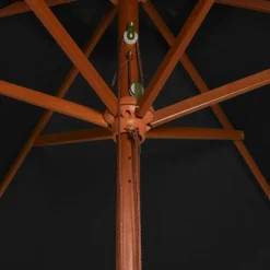 vidaXL Parasol met houten paal 200x300 cm zwart