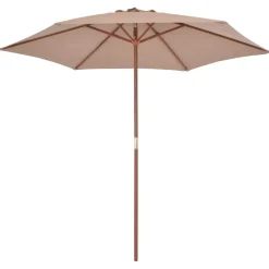 vidaXL Parasol met houten paal 270 cm taupe
