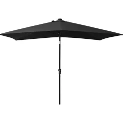 vidaXL Parasol met LED's en stalen paal 2x3 m zwart