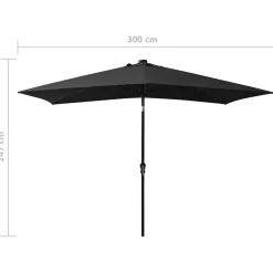 vidaXL Parasol met LED's en stalen paal 2x3 m zwart