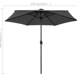 vidaXL Parasol met LED-verlichting en aluminium paal 270 cm antraciet