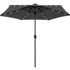 vidaXL Parasol met LED-verlichting en aluminium paal 270 cm antraciet