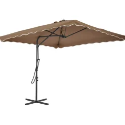 vidaXL Parasol met stalen paal 250x250 cm taupe
