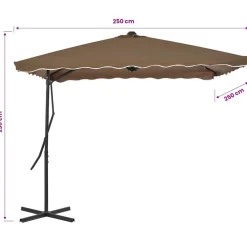 vidaXL Parasol met stalen paal 250x250 cm taupe