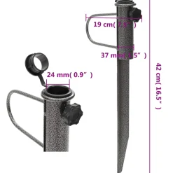 vidaXL Parasolstandaards met pennen 2 st 19x42 cm gegalvaniseerd staal