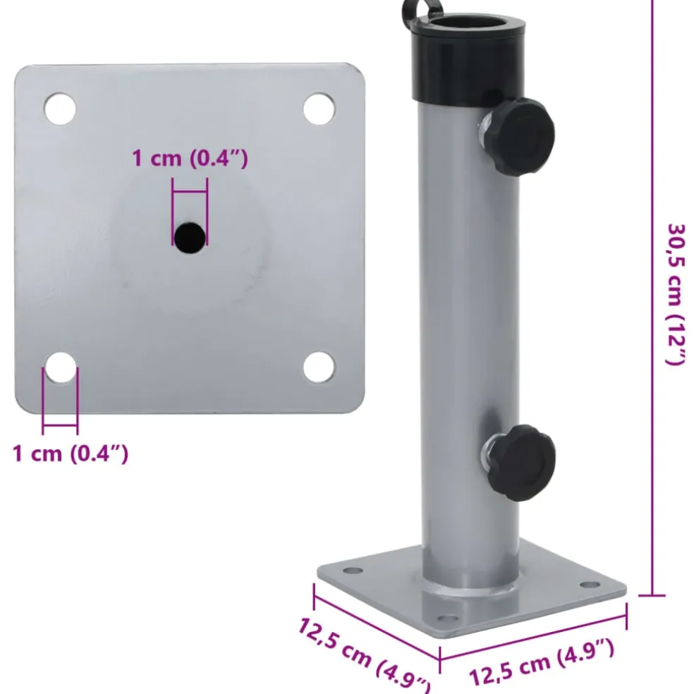 vidaXL Parasolvoet voor Ø38/48 mm stok staal zilverkleurig