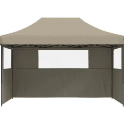vidaXL Partytent inklapbaar pop-up met 3 zijwanden taupe