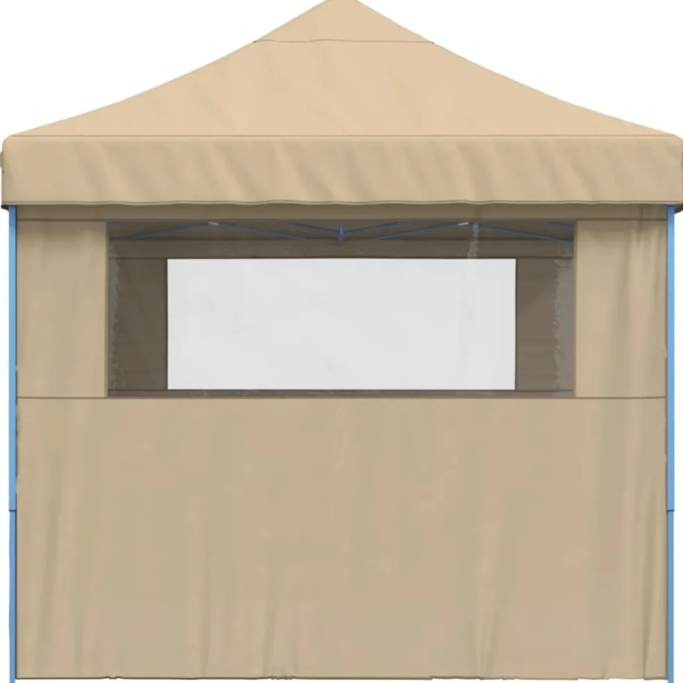 vidaXL Partytent inklapbaar pop-up met 3 zijwanden beige