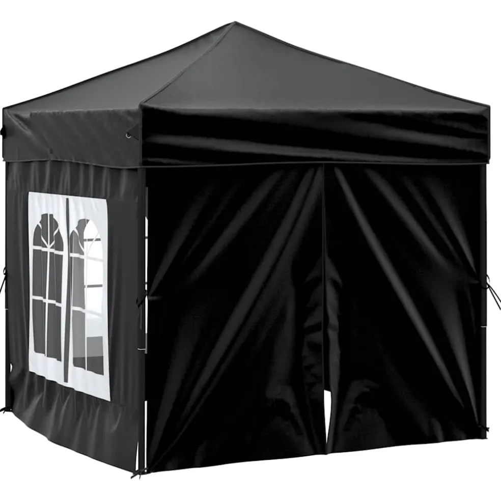 vidaXL Partytent inklapbaar met zijwanden 2x2 m zwart
