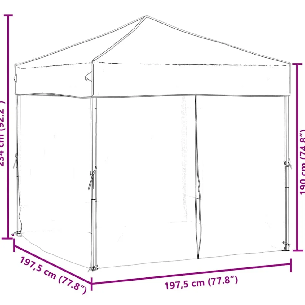 vidaXL Partytent inklapbaar met zijwanden 2x2 m zwart