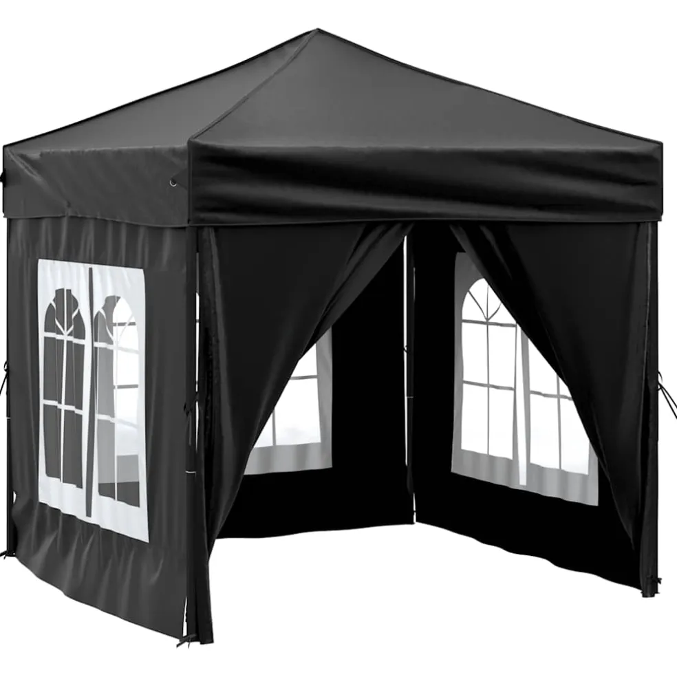 vidaXL Partytent inklapbaar met zijwanden 2x2 m zwart