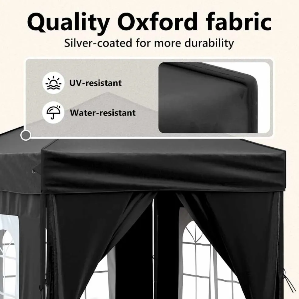 vidaXL Partytent inklapbaar met zijwanden 2x2 m zwart
