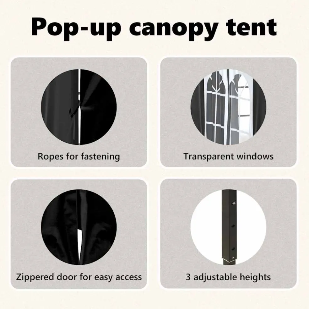 vidaXL Partytent inklapbaar met zijwanden 2x2 m zwart
