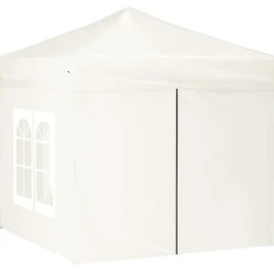 vidaXL Partytent inklapbaar met zijwanden 2x2 m crèmekleurig