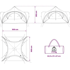 vidaXL Partytent Leger groen 500 x 500 x 350 cm Polyester en staal