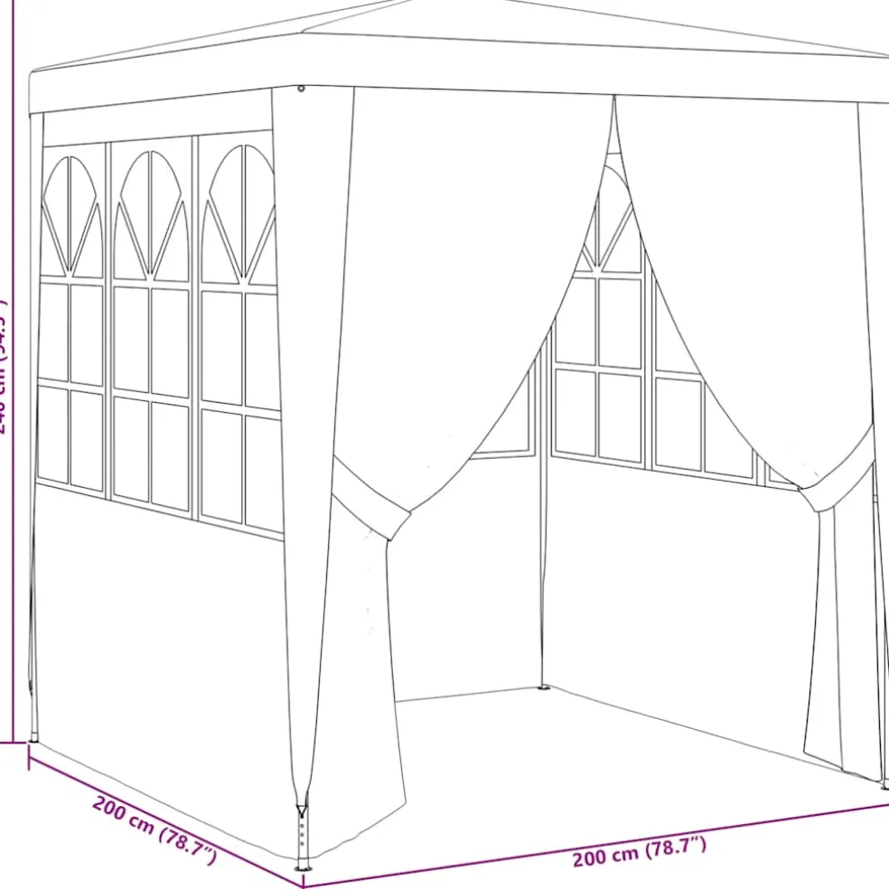 vidaXL Partytent met zijwanden professioneel 90 g/m² 2x2 m blauw