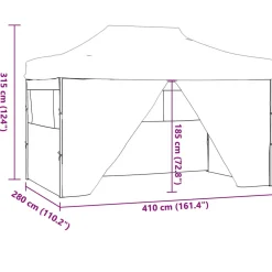 vidaXL Partytent met 4 zijwanden inklapbaar 280x410x315 cm staal wit