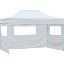vidaXL Partytent met 4 zijwanden inklapbaar 280x410x315 cm staal wit