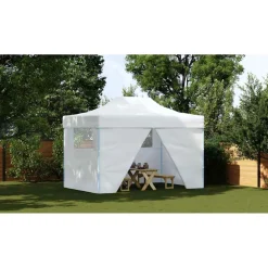 vidaXL Partytent met 4 zijwanden inklapbaar 280x410x315 cm staal wit