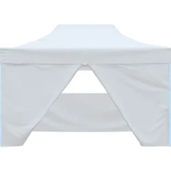 vidaXL Partytent met 4 zijwanden inklapbaar 280x410x315 cm staal wit