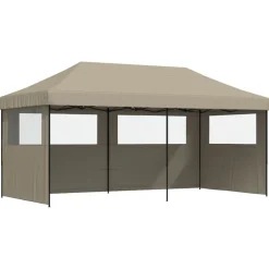 vidaXL Partytent Taupe met Zwarte Frame Oxford Stof