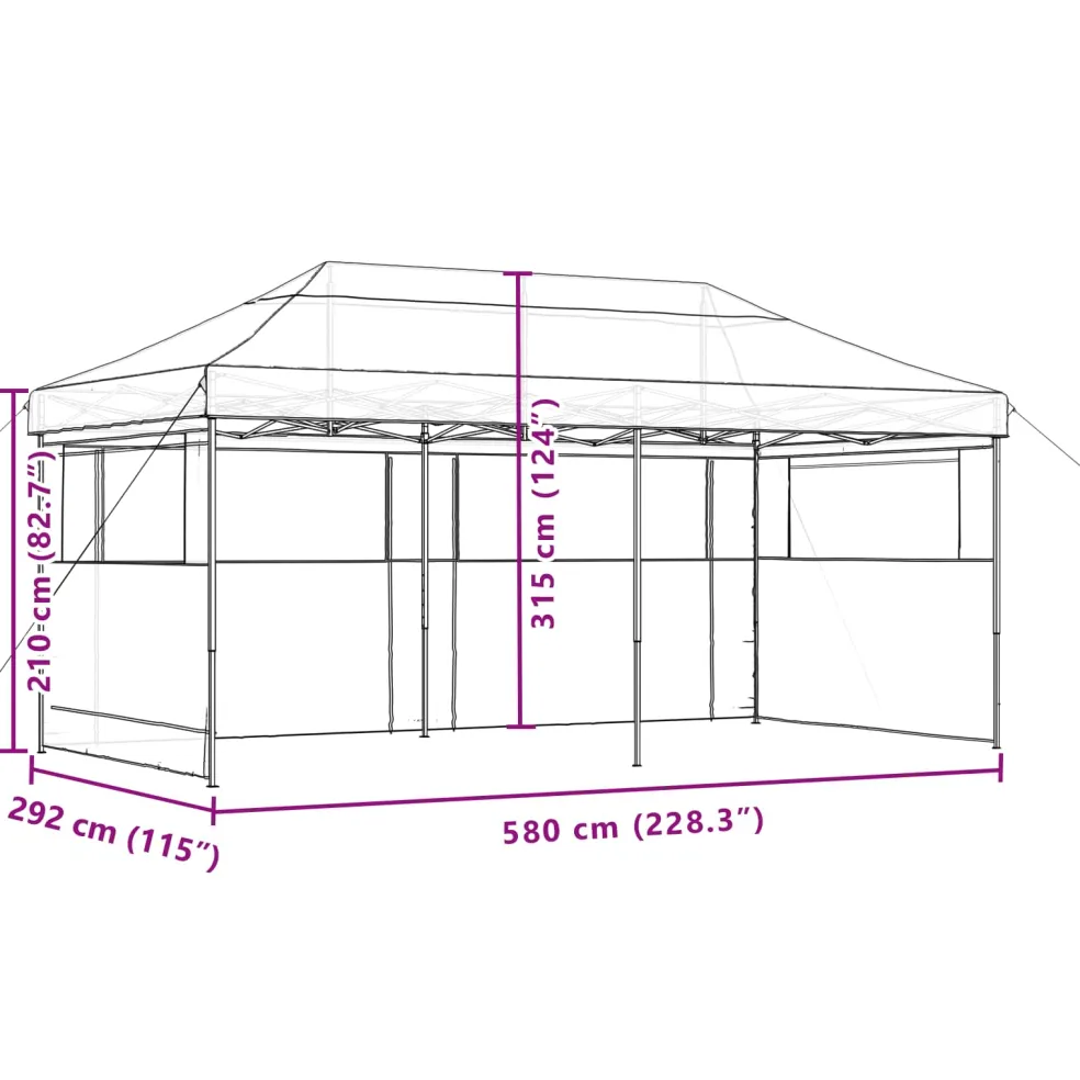 vidaXL Partytent 292 x 580 x 315 cm Beige Oxford Stof